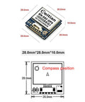 BN-880 GPS Module With Flash And HMC5883L Compass Active Antenna GPS Glonass Beidou for Arduino, showing dimensions