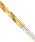 37/64 drill bit from 5/8X24 Tap And 37/64 Drill Bit Set With Ti-Coated M2 HSS Bits in gold finish for metalworking.