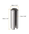 Slotted Spring Pin Set M8 X 40mm, 304 Stainless Steel Split Roll Dowel Pins, Plain Finish, 10 Pieces, side view with dimensions.