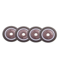 4 Pack 1.5 Inch TPE Rubber Casters Quiet Squeak Free Wheels With Bearings For Smooth Gliding Mobility Ideal For Furniture Carts And Household Use Easy To Install No Tools Required, four brown and white wheels