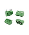 4 views of green 10 Pack 5 Pin 2.54Mm Pitch Pcb Screw Terminal Block for reliable connections in DIY projects.