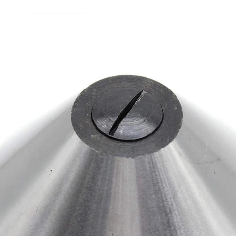 Close-up view of Bull Nose Live Center For Lathe MT3 Morse Taper 75 Degree Hollow Turning Alloy Steel Shaft, showing the top end.