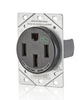 Heavy Duty Badass EV Charging Outlet Built Tough For Your Garage NEMA 14 50 R Socket in black with mounting plate for installation.