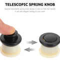 Close-up of Six Pack Embedded Retractable Spring Knobs Zinc Alloy Cabinet Door Pulls Hidden Handle showing push action.