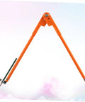 Rock Solid Carpenter Scribing Divider And Adjustable Woodworking Measuring Tool Featuring Large Diameter Locking Compass with orange legs.