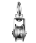 Swivel Single Pulley Block With Stainless Steel Bearing Inside Beefy Heavy Duty Pulley Wheel For Gym Cable Systems, Supports Up To 1100 Lb Load, Fits 3 To 10mm Wire Rope, Quiet Smooth Operation, 304 stainless steel swivel pulley front view