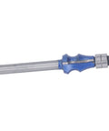 Solid Wood Router Bit 1/4 Inch Shank With Double Bearing for trimming MDF plywood, showing blue handle and metal design.