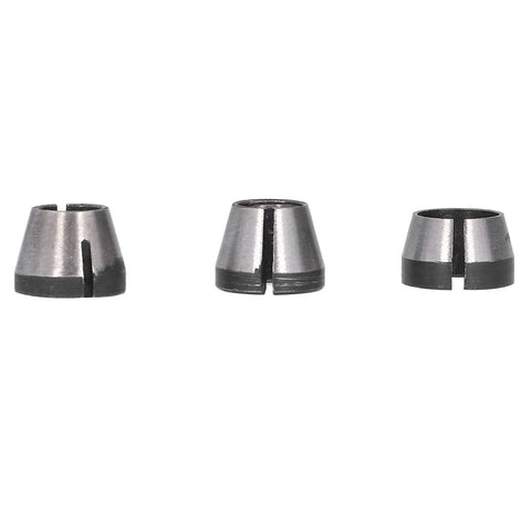 Six Piece Router Collet Kit Set With Carbon Steel Chuck Adapters And Locknuts For Trimmer And Engraving Machines, 6mm 6.35mm And 8mm Tool Shanks