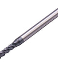 Solid carbide end mill, AlTiN coated, 3/32-in dia, 4-flute, 1/8-in shank, 1-1/2-in OAL, side view