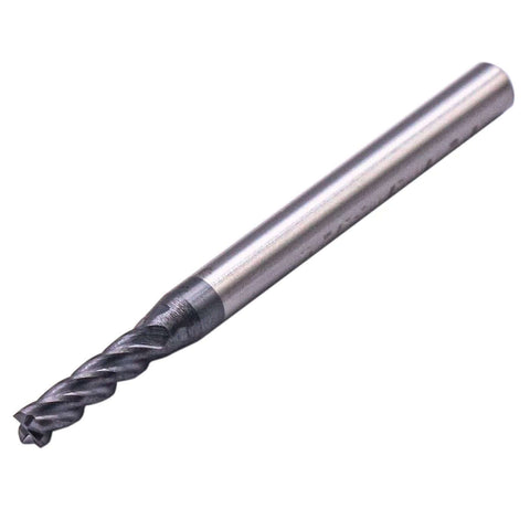 Solid carbide end mill, AlTiN coated, 3/32-in dia, 4-flute, 1/8-in shank, 1-1/2-in OAL, side view