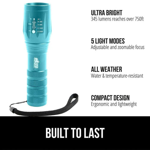 Powerful LED Tactical Flashlight 750 Ft Range With 5 Adjustable Modes Waterproof Mini Pocket Light For Camping And Night Walks Turquoise 2 Pack Ideal For Dogs Night Patrol Outdoor Adventures