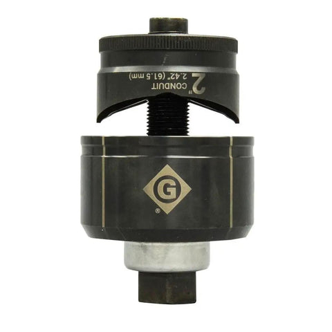 2 Inch Conduit Size Standard Round Knockout Set Workhorse with Knurled Grip Punch, USA Made Die