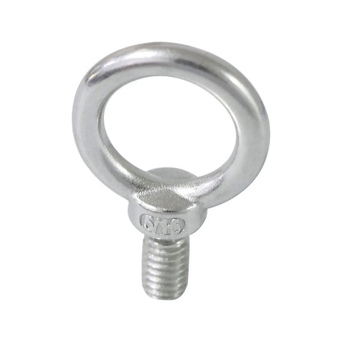 Beefed Up 5/16 Inch UNC Shoulder Eye Bolts Stainless Steel 316 for lifting projects, close-up view