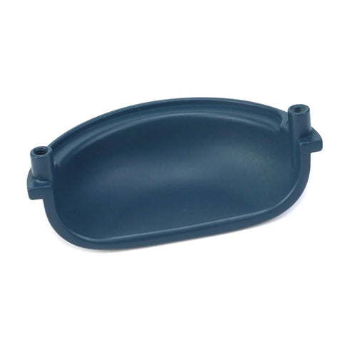 Blue Zinc Alloy Decorative Cabinet Cup Pull Handle, 3 Inch Hole Centers, Vintage Style, for Cabinets and Dressers, front view
