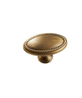 Premium Solid Brass Cabinet Handles French Vintage Style T Bar Drawer Knobs for Kitchen Cabinets and Bathroom Vanity, oval knob with beaded edge.
