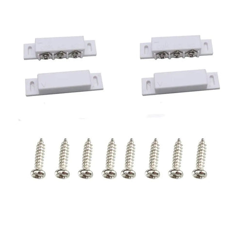 2 Sets Magnetic Door Contact Reed Switch Kit NC NO COM With Mounting Screws Compact 55x12x11 mm White ABS Housing