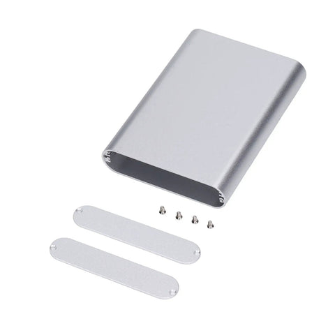 DIY Friendly Lightweight Aluminum Project Box Enclosure With Matte Silver Sandblasted Finish, Heavy Duty Oxidation Treated Case For Circuit Boards, PCB Wiring And Electronics Projects, Industrial Equipment Use, open with screws and covers