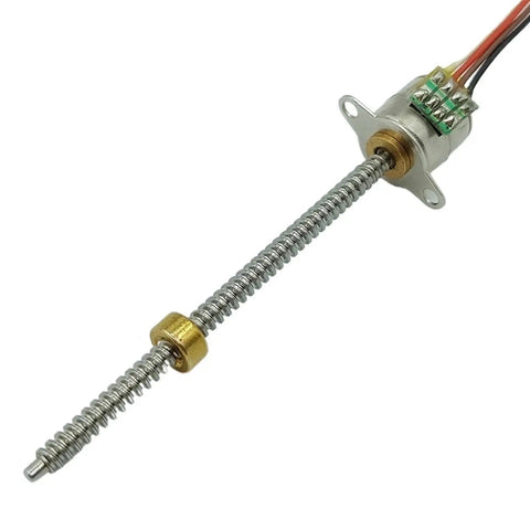 10mm Lead Linear Screw Stepper Motor With 50mm Stroke Slide Nut Assembly DC 5V 2 Phase 4 Wires Gear Driven Actuator close up view