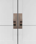Modern Orb Finish Invisible Cabinet Drawer Pull Handle For Kitchen And Bath, 64mm Center To Center, Concealed Hardware on white door