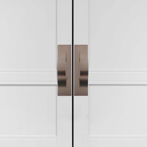 Modern Orb Finish Invisible Cabinet Drawer Pull Handle For Kitchen And Bath, 64mm Center To Center, Concealed Hardware on white door