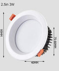 WKNHHL Recessed Lighting Housing Trim Kits Led Ceiling Lights Spotlights in white, 2.5 inch round LED downlight for easy installation.