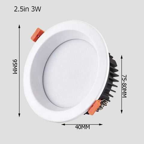 WKNHHL Recessed Lighting Housing Trim Kits Led Ceiling Lights Spotlights in white, 2.5 inch round LED downlight for easy installation.