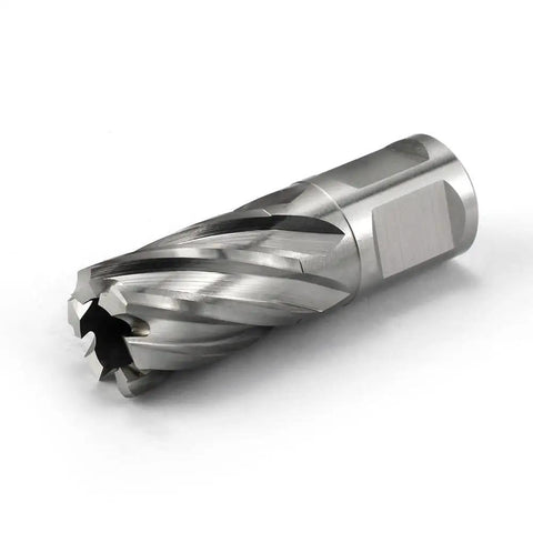 No Nonsense HSS Annular Cutter 3/4 Inch Cut Dia With 3/4 Weldon Shank 1 Inch Depth showing precision cutting edge design.