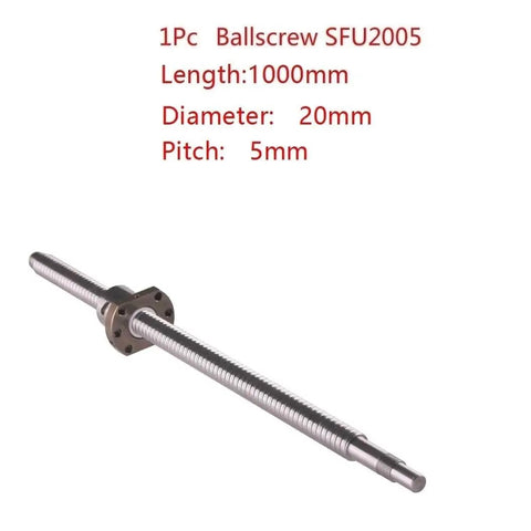 1 Set SFU2005 Ball Screw With Nut 40 Inch Length 5mm Pitch Threaded Rod For CNC Machine DIY Projects Precision Linear Motion Guide Tool, 1000mm length.