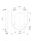 Slick Soft Close Oval Toilet Seat With Quick Release Hinges And Non Slip Base For Quiet Bathroom Upgrades Easy Wipe Down And Zero Slamming Nonsense dimensions diagram with size measurements.