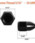 Premium 5/16 24 Acorn Nut Kit Plus Heavy Duty Lock Washers For Rearview Mirror Drop In Replacement On Most Classic Motorcycles shown with dimensions.