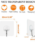Dimensions and features of Heavy Duty Adhesive Hooks Up To 15 Lbs With 180 Degree Rotating Design Nail Free Wall Hangers