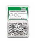 Flat Washer And Spring Lock Washer Kit M6 Size 100 Pcs Zinc Plated Carbon Steel Fasteners For Mechanical Assembly Anti Loosening And Secure Mounts Built To Last, open case