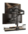 Heavy Duty Dual Monitor Mount For Desk Featuring Smooth Tilt Swivel Adjustment, showing dual arms with cable routing.