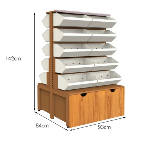 Heavy Duty 5 Tier Supermarket Shelving Rack With Cabinet Wood Finish Steel Storage Shelf No Fuss Setup Keep Your Gear Organized Built Tough For Home And Workshop