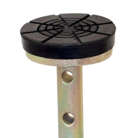 Close-up of rubber flat top post from 3 Ton Jack Stand Kit With 10 Position Adjustable Height, Flat Top Rubber Cushion Post And Axle Top Post, 12x12 Inch Base, ASME Tested For Safe Vehicle Lifting And Your Home Garage Setup.
