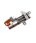 Front view of high precision 5mm gearbox stepper motor with 8mm stroke linear actuator, 2 phase 4 wire telescopic drive for cameras and phones.