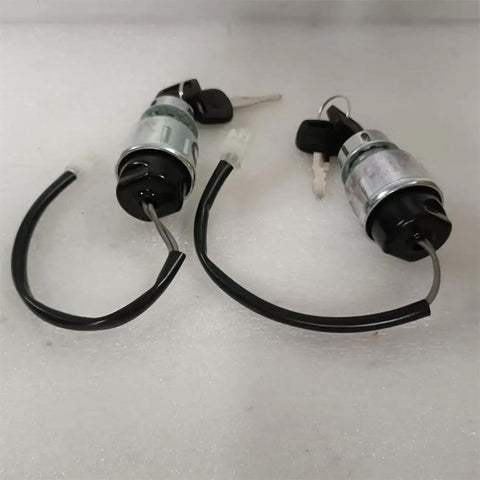 Jwdawn 2 Pcs Jk404C Ignition Key Switch For Electric Forklift, Golf Cart, Trailer, Caravan with keys and connectors.