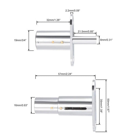 Heavy Duty Push Plunger Cabinet Lock For Dresser And Desk Drawers Zinc Alloy Chrome Finish showing dimensions and design details.