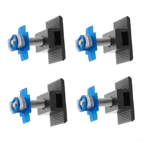 4 Pack Aluminum Alloy Solar Panel Mounting Bracket Clips With Wing Nuts Heavy Duty Roof Attachment Hardware shown from above.