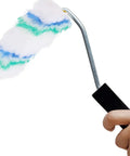 Hand holding a soft polyester paint roller brush from the Mega Pack Of Twenty Soft Polyester Wall Paint Roller Brushes. Ideal for ceilings.