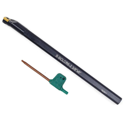 3/8 X 6 Inch Right Hand Indexable Boring Bar With SCLCR CCMT21.51 Insert, solid carbide tool with green adjustment tool