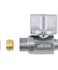 Twenty Pack 1/4 Turn Straight Shut Off Valve 3/8 Inch Compression X 1/2 Inch PEX Chrome Plated Lead Free Brass For Faucet Or Toilet Install No Soldering Needed Crimp Or Slip Seal