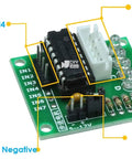 Front view: two DIYables 28BYJ-48 ULN2003 5V stepper motor driver boards on green PCBs
