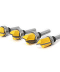 Four Piece Quarter Inch Shank Hinge Mortising Flush Trim Template Router Bit Set with Ball Bearing Carbide Tipped Router Bits