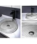 Bathroom Vessel Sink - Tempered s Wash Basin for Bar & Cloakroom, Countertop Vani Sink with Accessories, White Design for Home Decor, round glass sink