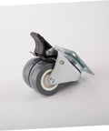 Heavy Duty Twin Caster Wheels With Non Marking Rubber Treads And 360 Swivel Plates Plus Locking Brakes, featuring a durable steel bracket.