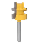 High Strength Reversible T Slot Router Bit With Tungsten Carbide Blade For Precise Woodworking Mortising And Splicing Joints Using 1/4 Inch Round Shank Cutter Tool, featuring a yellow carbide shank.