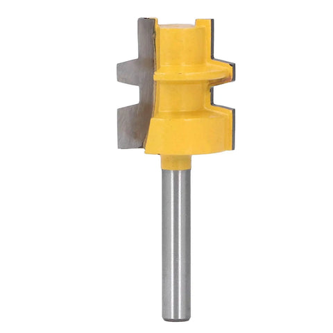 High Strength Reversible T Slot Router Bit With Tungsten Carbide Blade For Precise Woodworking Mortising And Splicing Joints Using 1/4 Inch Round Shank Cutter Tool, featuring a yellow carbide shank.