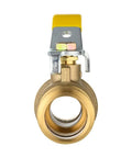 Front view of a single valve from the pack of 10 Lead Free Three Quarter Inch Copper Press Ball Valves With EPDM O Rings, yellow handle visible.