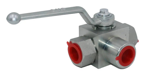 Half Inch NPT 3 Way Shut Off Hydraulic Ball Valve 7250 PSI High Pressure Workhorse For Fluid Control And Line Switching Durable Silver Finish L Born Model